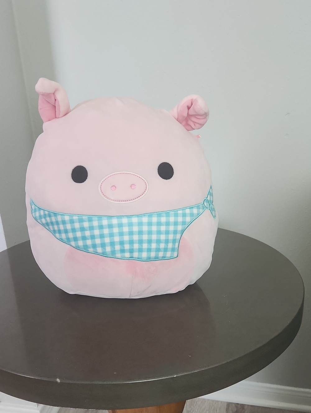 Squishmallows Pink Pig Plush with Blue Gingham Bandana